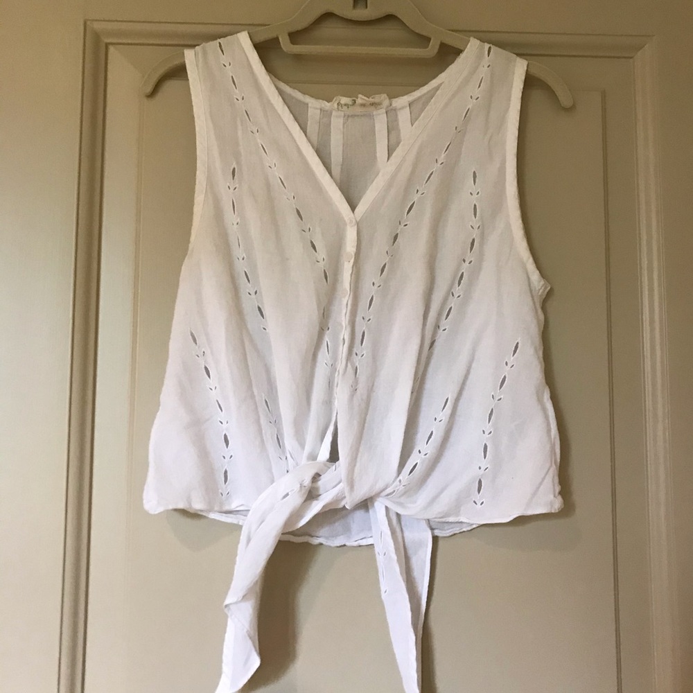 White eyelet tank top